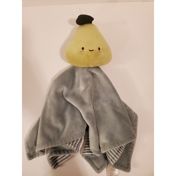 Rene Rofe Baby‎ Plush PEAR SECURITY BLANKET Green White Stripe Lovey Toy - Picture 6 of 6